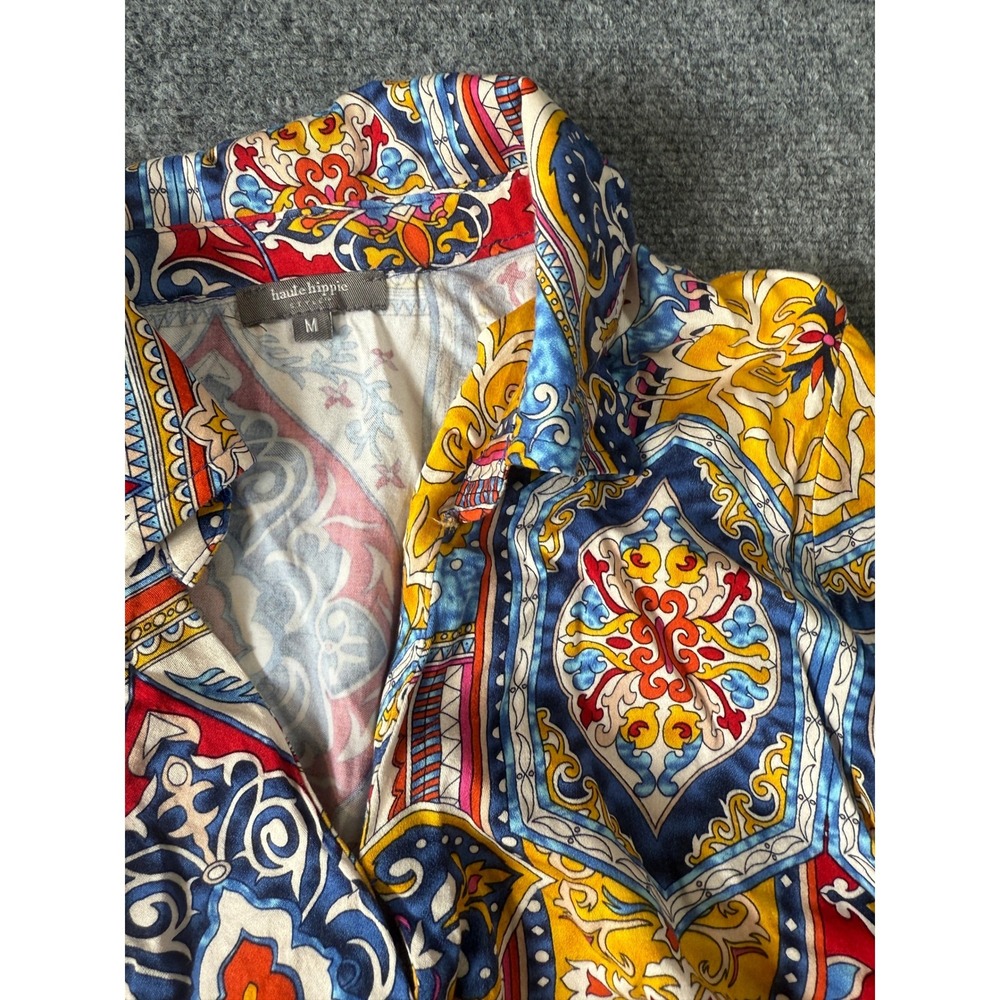 Haute Hippie Style Top & Pants Set Patchwork Print Colorful Medium - Picture 10 of 16